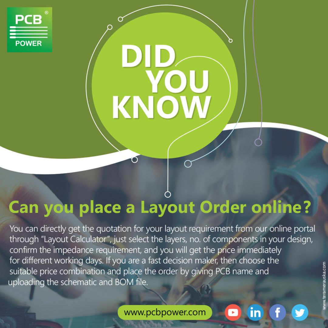 Can you place a Layout Order online? https://goo.gl/ojncjj
#pcbpower
#DidYouKnowPCBpower
#DidUKnow