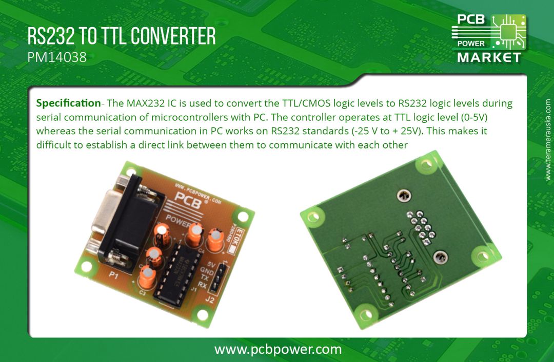 The MAX232 IC is used to convert the TTL/CMOS logic levels to RS232 logic levels during serial communication of microcontrollers with PC #RS232toTTLConverter #Market #Online #Ahmedabad #India #GujaratElection #Electronics #Components #IMaRC #IAmdavad 
https://goo.gl/xDHeob