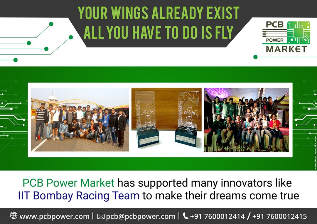 PCB Power Market has supported many innovators like IIT Bombay Racing Team to make their dreams come true
www.pcbpower.com #Electronics #Components #Resistor #RaspberryPi #PCBFabrication #PCBLayout #PowerStencils #PCBAssembly #Online