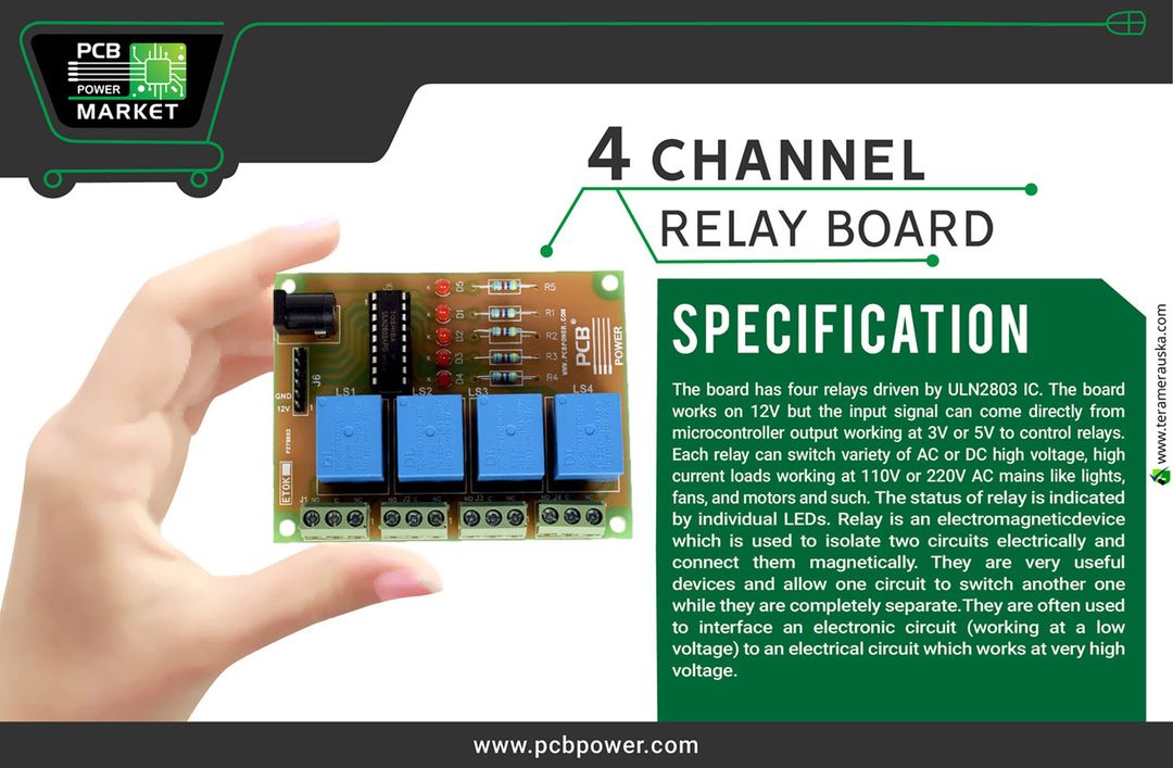 4 Channel Relay Board https://goo.gl/u3R15G 
#Electronics #Components #Resistor #RaspberryPi #PCBFabrication #PCBLayout #PowerStencils #PCBAssembly