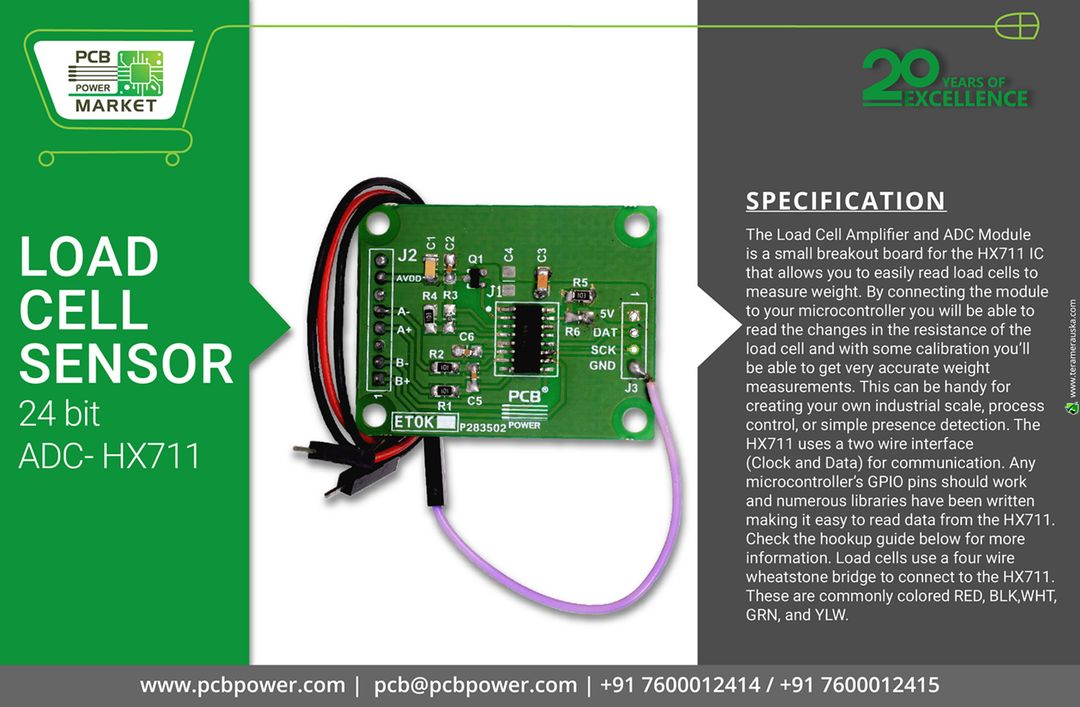 Load cell sensor 24 bit ADC- HX711 https://goo.gl/yHgLGN
Weight sensor, Loadcell interfacing, Digitizer, Sensing Bridge to digital interfacing.
#LoadCellSensor #PCBAssembly #TurnKeyAssembly #ConsignedAssembly #PartiallyConsignedAssembly #Electronics #Components #Resistor #RaspberryPi #PCBFabrication #PCBLayout