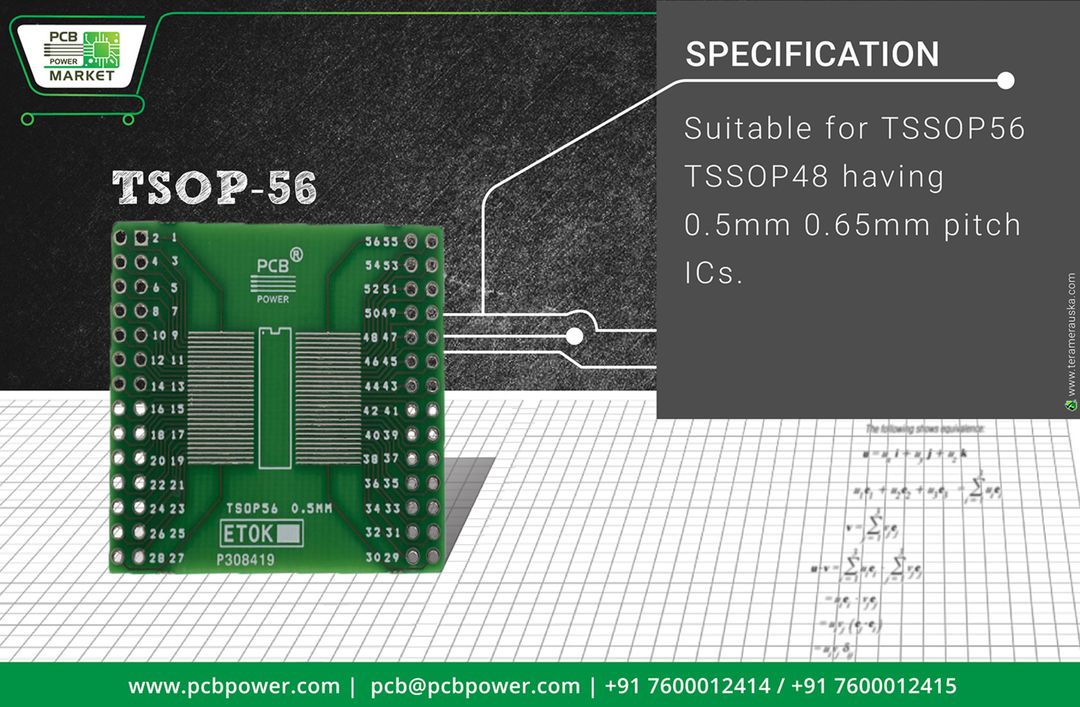 TSSOP48 0.5mm 0.65mm SMD Adapter PCB. https://goo.gl/5fptpJ
#TSOP56 #TSSOP48
#PCBFabrication #OnlinePricecalculator #PCBAssembly #TurnKeyAssembly #ConsignedAssembly #PartiallyConsignedAssembly #Electronics #Components #Resistor #RaspberryPi #PCBLayout #IAmdavad