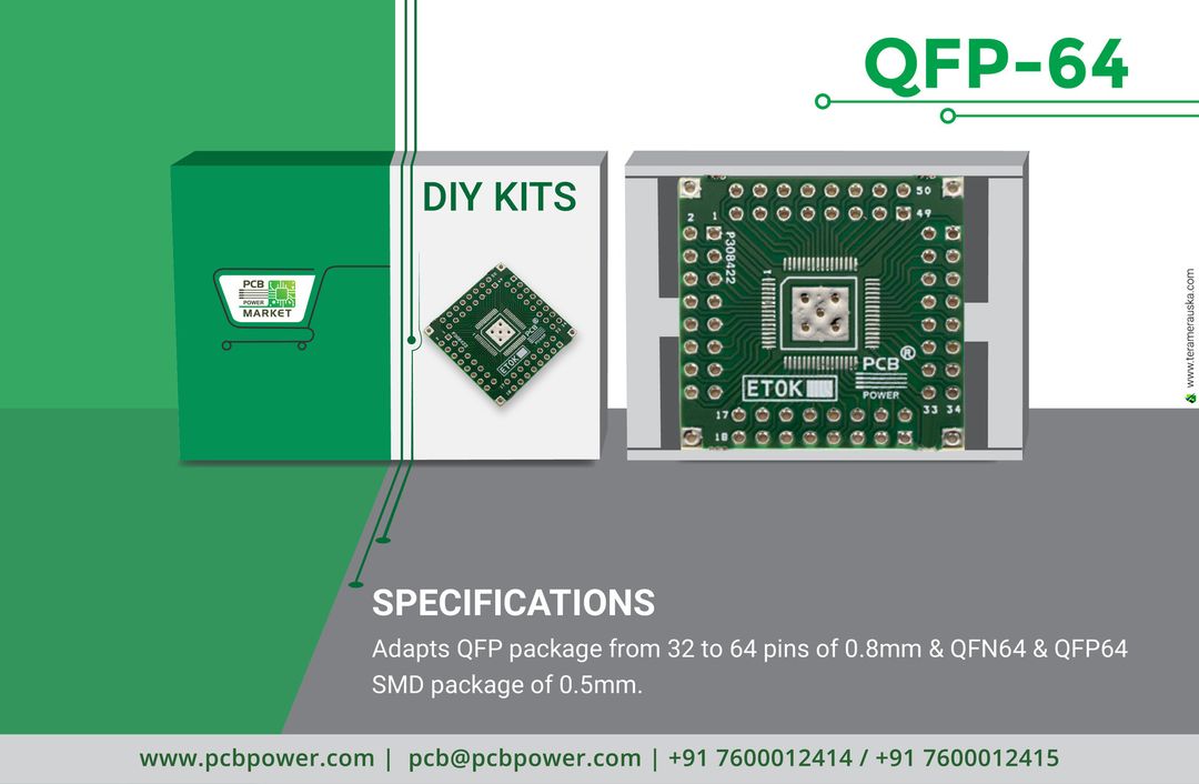 Adapts QFP package from 32 to 64 pins of 0.8mm & QFN64 & QFP64 SMD package of 0.5mm.
https://bit.ly/2N46T12
#PCBFabrication #OnlinePricecalculator #PCBAssembly #TurnKeyAssembly #ConsignedAssembly #PartiallyConsignedAssembly #Electronics #Components #Resistor #PCBLayout #IAmdavad #QFP64 #Technology