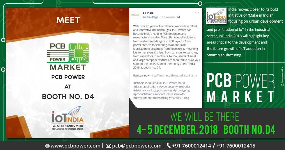 PCB Power Market

We will be there
4-5 December 2018
The Ashok, New Delhi, India
Booth No.D4

Visit Us Online: www.pcbpower.com

#OnlinePricecalculator #PCBAssembly #TurnKeyAssembly #ConsignedAssembly #PartiallyConsignedAssembly #Electronics #Components #Resistor #PCBLayout