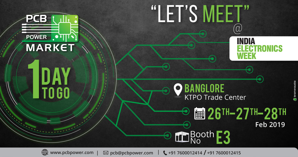 Let's Meet at India Electronics Week

1 Day to go

KTPO Trade Center, Banglore
26th to 28th Feb 2019
Booth No. E3

https://www.pcbpower.com/

#pcbmanufacturer #pcbassembly #assembly #electronics #components #resistor #pcblayout #pcbfabrication #printedcircuitboard #pcbmanufacturinginindia #pcbfabricationprocess #pcbboardmaterial #pcbonlinecalculator #pcbelectroniccircuitboard #pcbonlinestore #pcbcomponentsourcingmaterial #pcbassemblyprocess #event #IndiaElectronicsWeek #booth