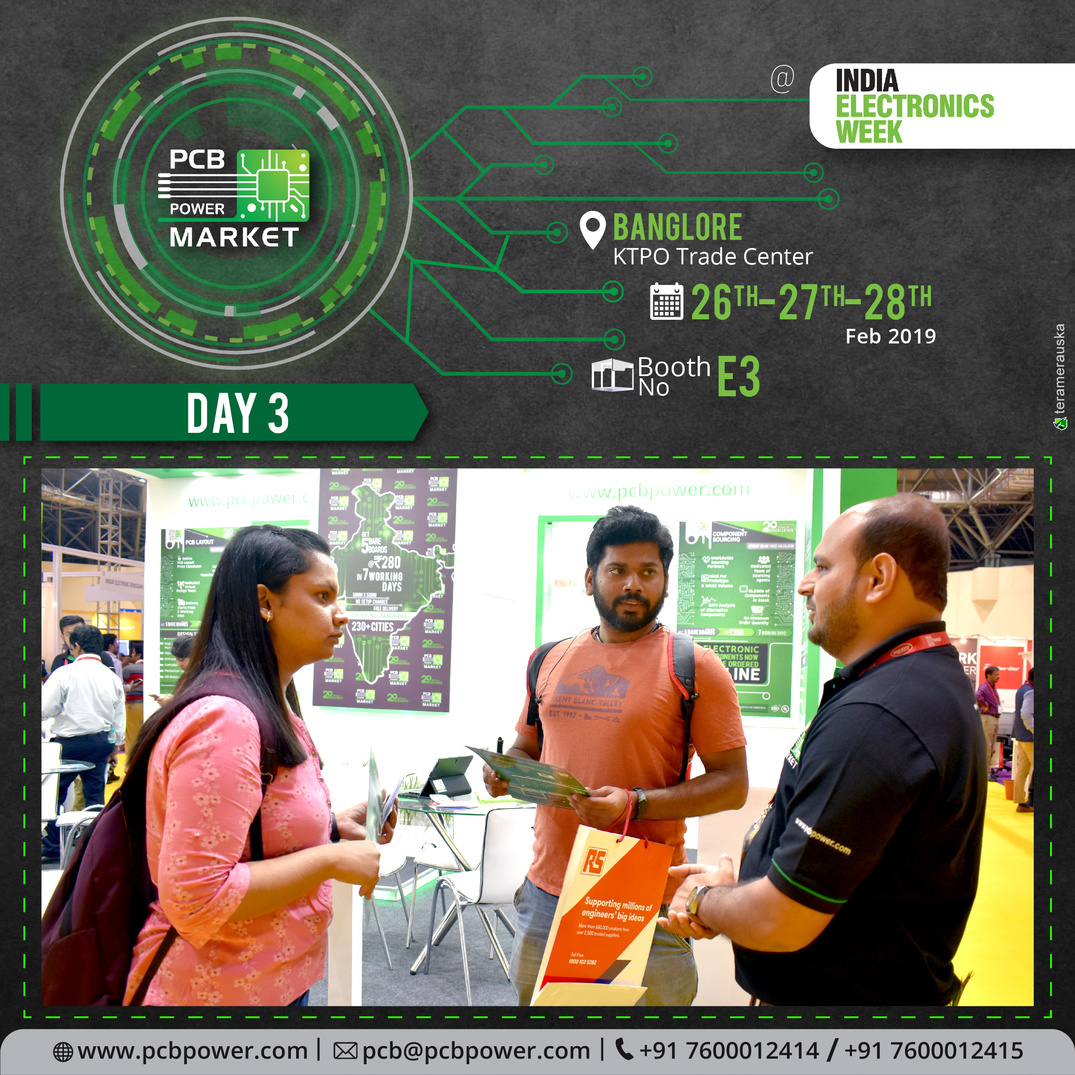 Let's Meet at India Electronics Week

Day 3

KTPO Trade Center, Banglore
26th to 28th Feb 2019
Booth No. E3

https://www.pcbpower.com/

#pcbmanufacturer #pcbassembly #assembly #electronics #components #resistor #pcblayout #pcbfabrication #printedcircuitboard #pcbmanufacturinginindia #pcbfabricationprocess #pcbboardmaterial #pcbonlinecalculator #pcbelectroniccircuitboard #pcbonlinestore #pcbcomponentsourcingmaterial #pcbassemblyprocess #event #IndiaElectronicsWeek #booth