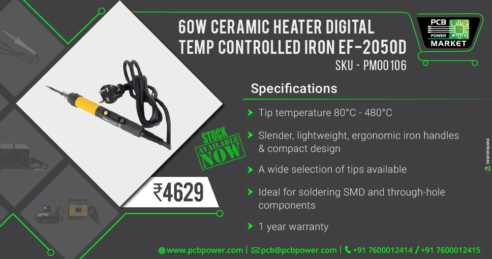 Temperature controlled Iron EF-2050D
Order Online, www.pcbpower.com
Now available at 4629/- Only

https://www.pcbpower.com/single-product/209-temp-controlled-iron-ef-2050d

#components #scienceandenvironment #assembler #booths #manufacturing #powermarkets #resistors #pcbmanufacturer #pcbassembly #assembly #electronics #resistor #pcblayout #pcbfabrication #printedcircuitboard #pcbmanufacturinginindia #pcbfabricationprocess #pcbboardmaterial #pcbonlinecalculator #pcbelectroniccircuitboard #pcbonlinestore #pcbcomponentsourcingmaterial #pcbassemblyprocess #elektrotec