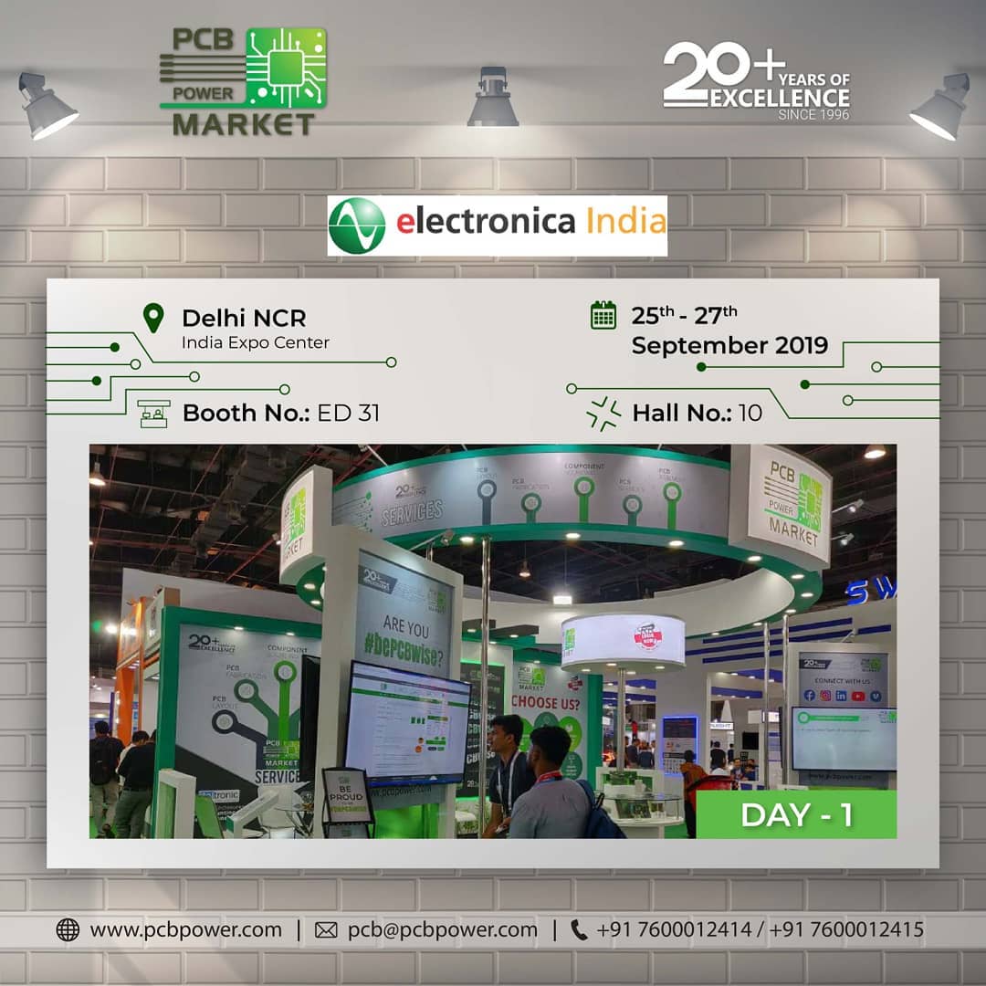 Day - 1
PCB Power Market @ Electronica India, Delhi

Booth No: ED 31
Hall No: 10
Delhi NCR, India Expo Center

Facebook Event:https://www.facebook.com/events/496477227584891/

More info:
Order You PCB:
Visit website: https://www.pcbpower.com/Pcbpower/sign-in
Email: pcb@pcbpower.com | Call: +91-7600012414, 15

#pcbpowermarket #ElectronicaIndia #bePCBwise #networking #electronicaindia2019