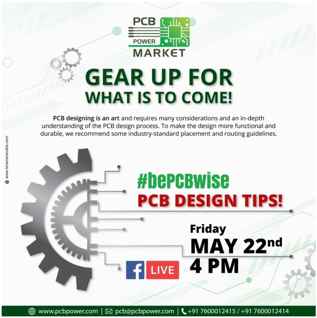 PCB Design Tips - A place where you can seek the in-depth process behind the PCB Designs. 4 more days to go. Stay Tuned!

#MakeInIndia #PmSpeech #Lockdown4 #PCBPowerMarket #bepcbwise #PCBAssembly #PCBManufacturing