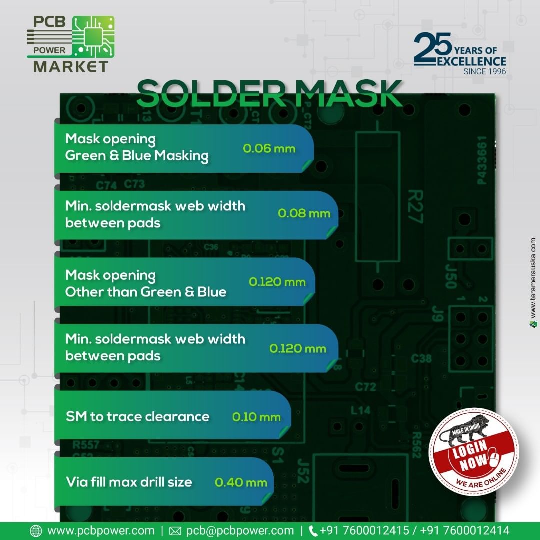 Solder mask is used for protection against oxidation and to prevent solder bridges from forming between closely spaced solder pads.

It is amongst one of the key technical aspects to keep in mind.

https://www.pcbpower.com/

#bePCBwise #MakeInIndia #PCBPowerMarket #PCBAssembly #PCBManufacturing #pcbdesign #pcb #printedcircuitboard #electricalengineering #electronicsengineering #pcblayout #embeddedhardware #ceramicPCB #PCBsoldering #LocalKoVocal