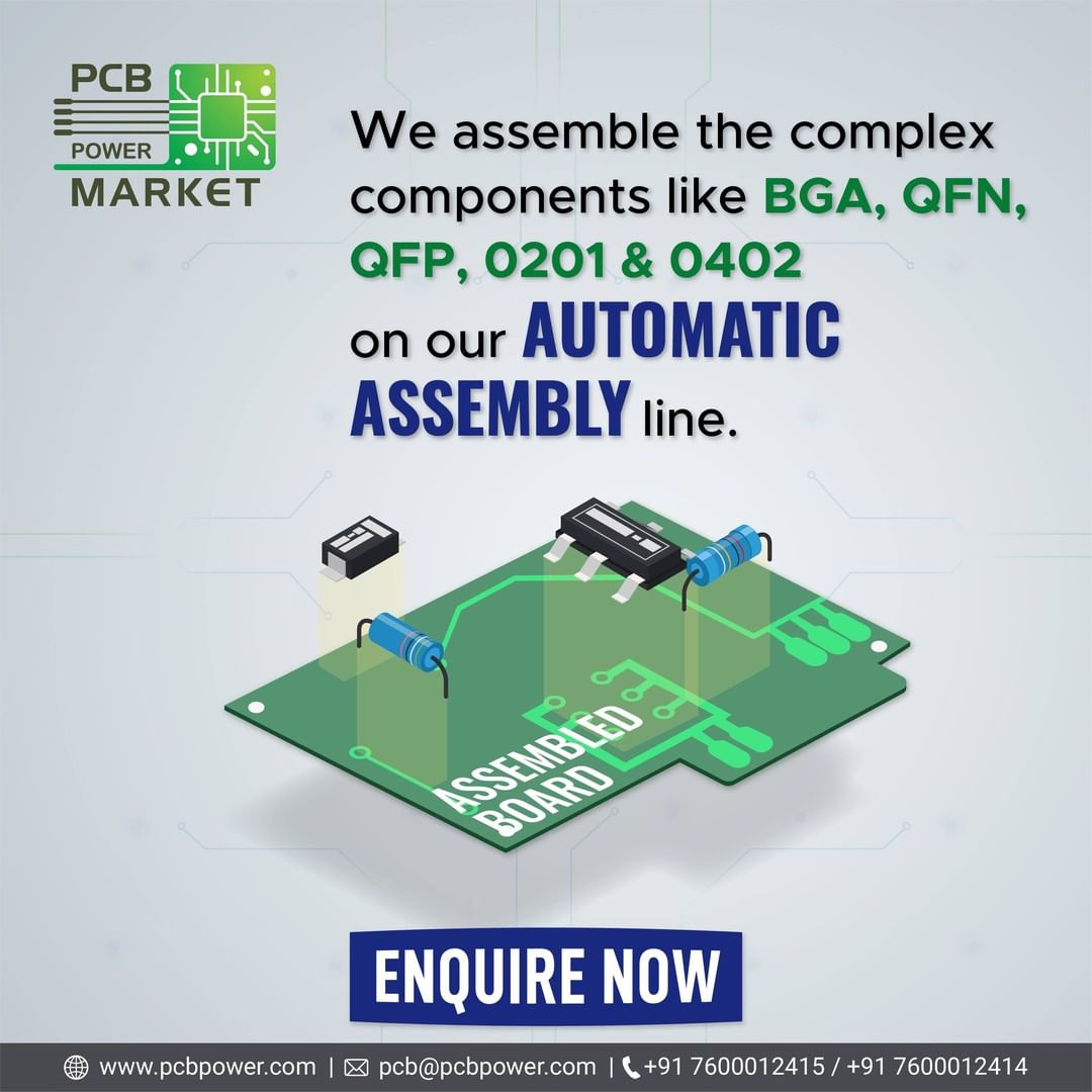 The most complex and critical process in PCB manufacturing is PCB Assembly especially for the components like ball grid array (BGA), the quad flat package (QFP), and quad flat no-lead (QFN), 0201 and 0402, which are the smallest components in the PCB electronics industry.

Our facility with an automatic state of the art machines can provide complex assembly of various components and enables us to offer a quick turn around time for your prototype and small volume boards.

Register with us online on
https://www.pcbpower.com/Pcbpower/sign-in

#BePCBWise #MakeInIndia #SupportMakeInIndia #pcbmanufacturers #electronics #pcbelectronics #pcbdesigners #PCBPowerMarket #pcbassembly #pcbmanufacturing #pcbdesign #pcb #printedcircuitboard #electricalengineering #electronicsengineering #pcblayout #ceramicpcb #pcbsoldering #LocalKoVocal #BeVocalForLocal