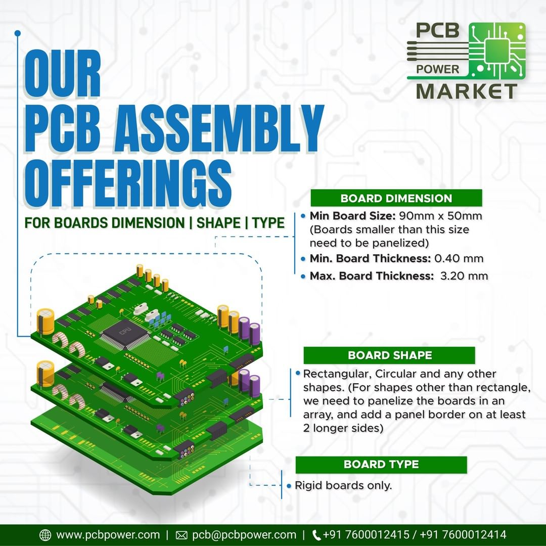 The shape and size of circuit boards are designed to fit specific electrical components on the board layout. We offer a range of sizes and shapes for your PCB Assembly requirements. Order NOW!

Want to know more, visit our website now!
https://www.pcbpower.com/Pcbpower/sign-in

#MakeInIndia #SupportMakeInIndia #pcbmanufacturers #electronics #pcbelectronics #pcbdesigners #PCBPowerMarket #pcbassembly #pcbmanufacturing #pcbdesign #pcb #printedcircuitboard #electricalengineering #electronicsengineering #pcblayout #ceramicpcb #pcbsoldering #LocalKoVocal #BeVocalForLocal #bePCBwise