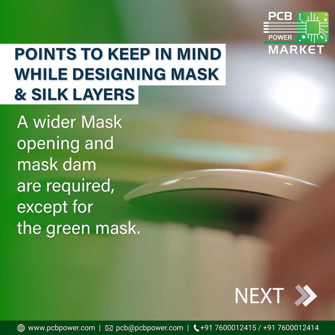 While designing the mask and silk layer consider these statements in your mind.

For more information, visit our website.
https://www.pcbpower.com/

#SupportMakeInIndia #pcbmanufacturers #electronics #pcbelectronics #pcbdesigners #PCBPowerMarket #pcbassembly #pcbmanufacturing #pcbdesign #pcb #printedcircuitboard #electricalengineering #electronicsengineering #pcblayout #ceramicpcb #pcbsoldering #LocalKoVocal #BeVocalForLocal