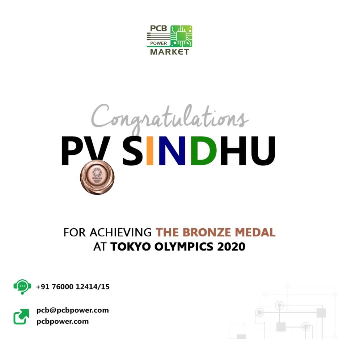 We are all inspired by the amazing performance by PV Sindhu.
Congratulations to her on earning the bronze medal at  Tokyo2020 in Japan! As one of our most remarkable Olympians, she is a source of great pride for our nation. #Tokyo2020

#PVSindhu #TokyoOlympics #IndiaKaGame #TeamIndia #TokyoTogether #WeAreTeamIndia #BronzeForIndia #indiaatolympics #olympics #silvermedal #olympics2020 #indiaattokyo2020 #BePCBWise #MakeInIndia #SupportMakeInIndia #pcbmanufacturers #electronics #pcbelectronics #pcbdesigners #PCBPowerMarket #pcb