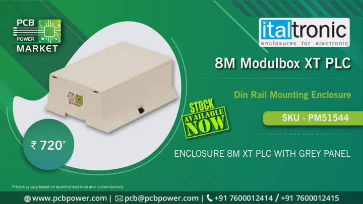 Italtronic is Specialized in Wall mounting enclosures and home automation, Enclosures for rail DIN application, Panel mounting enclosures, Resin enclosures and more.
Presenting 8M Module XT PLC, Din Rail Mounting Enclosure.

Order Now on Amazon: https://www.amazon.in/dp/B08296Q4CZ

#pcbpowermarket #bePCBwise #Enclousures #onlinepcb #amazon #italtronic #PCBAssembly
