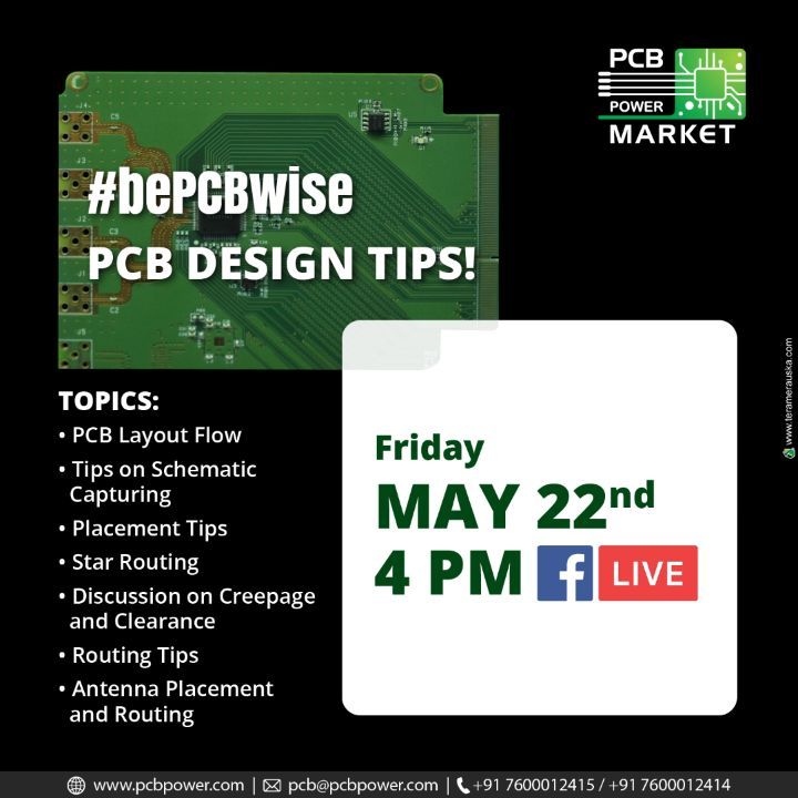 An enlightening webinar, where we provide you with tips on PCB Design.
Stay Online!

#MakeInIndia #PmSpeech #Lockdown4 #PCBPowerMarket #bepcbwise #PCBAssembly #PCBManufacturing